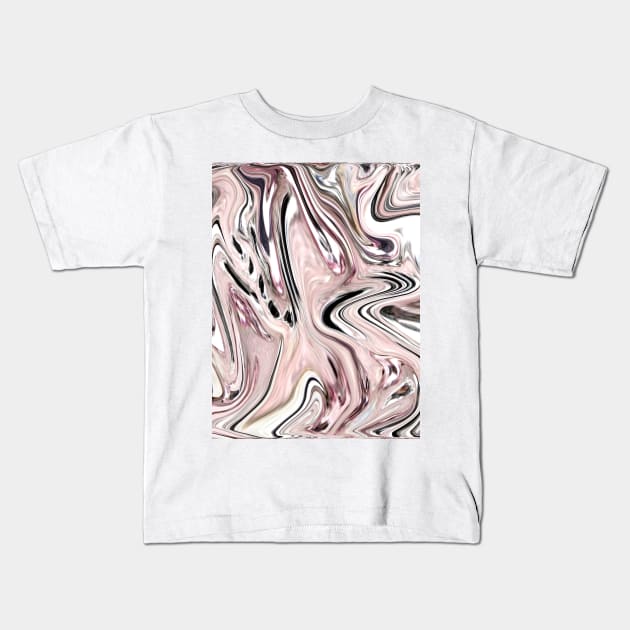 preppy spring pastel color grey pink marble swirls Kids T-Shirt by Tina